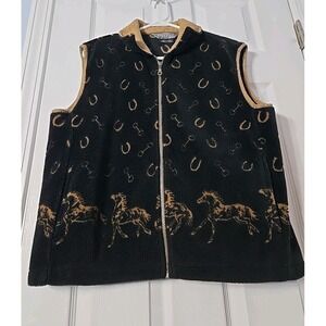 Tsunami Vest Women's Size Large  Faux Leather & Fleece Horses Equestrian